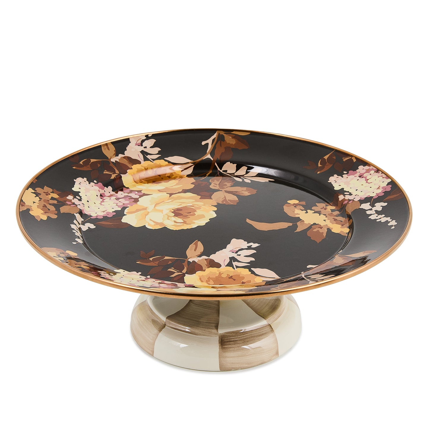 Wild Rose Brown Small Pedestal Platter