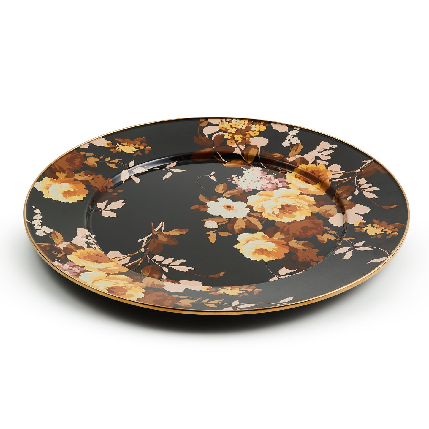 Wild Rose Brown Serving Platter